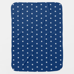 Stars navy blue white pattern baby blanket