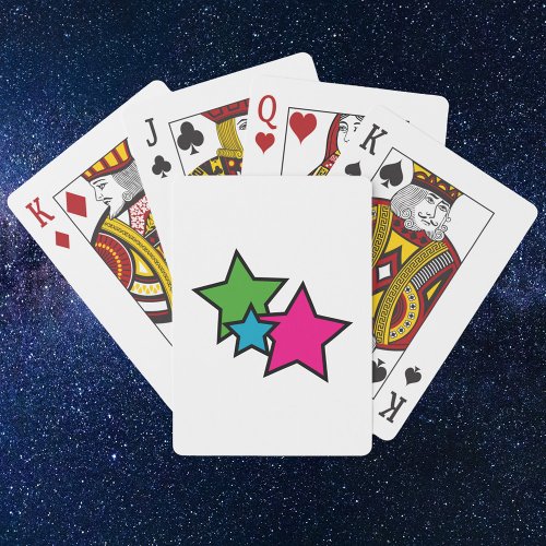 Stars Neon Color Pink Blue Green Playing Cards