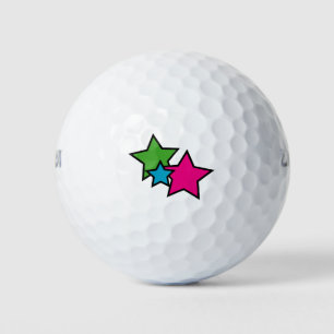 Stars Neon Pink Green Blue Golf Balls