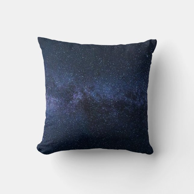 Stars Night Sky Midnight Blue & Black Milky Way Throw Pillow (Front)