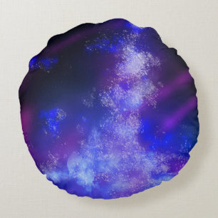 Stars Night Sky Midnight blue Milky Way Round Pillow
