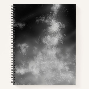 Stars Night Sky Midnight gray monochrom Milky Way Notebook