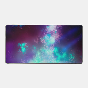 Stars Night Sky Midnight Milky Way Neon Lights Desk Mat