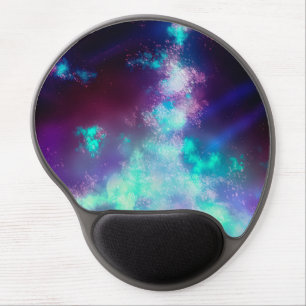 Stars Night Sky Midnight Milky Way Neon Lights Gel Mouse Pad