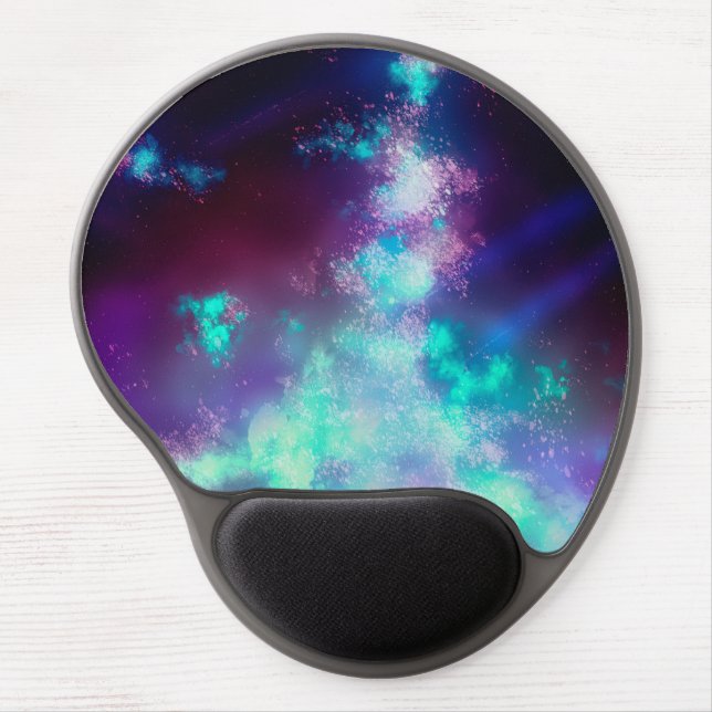 Stars Night Sky Midnight Milky Way Neon Lights Gel Mouse Pad (Front)