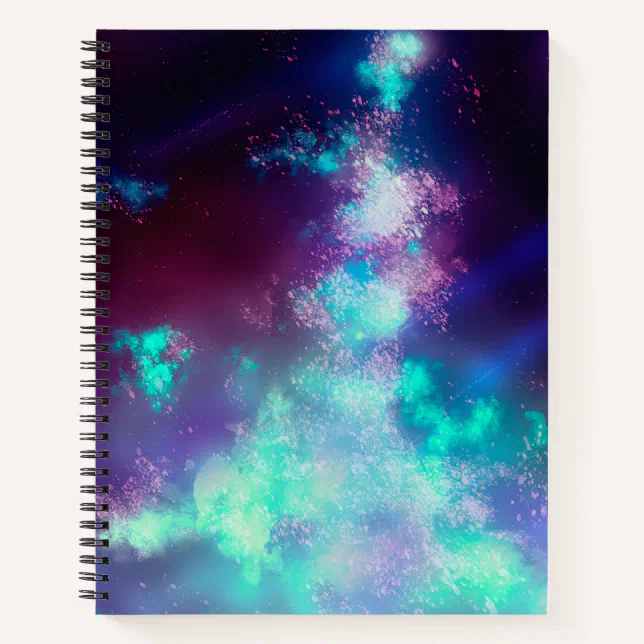 Stars Night Sky Midnight Purple Green Milky Way Notebook | Zazzle