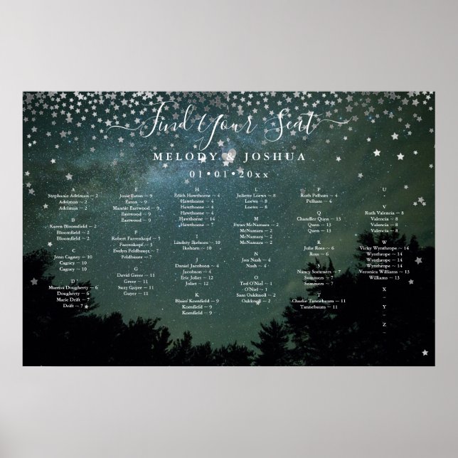 STARS NIGHT SKY SEATING CHART, ALPHA POSTER (Front)