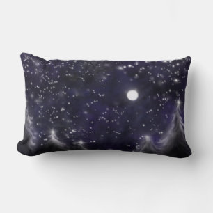 Stars night sky twinkle lights moon Starry Night Lumbar Pillow