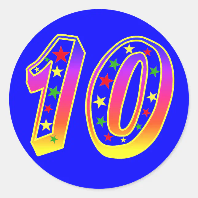 Stars Number 10 Stickers | Zazzle