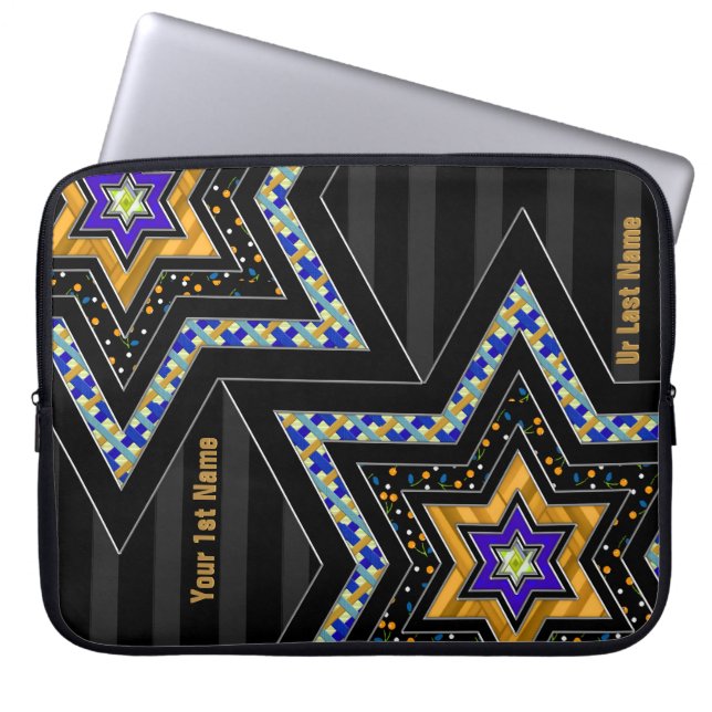 STARS of David and Stripes v1 (Personalized) Laptop Sleeve (Front)