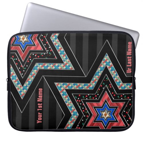 STARS of David and Stripes v2 Personalized Laptop Sleeve