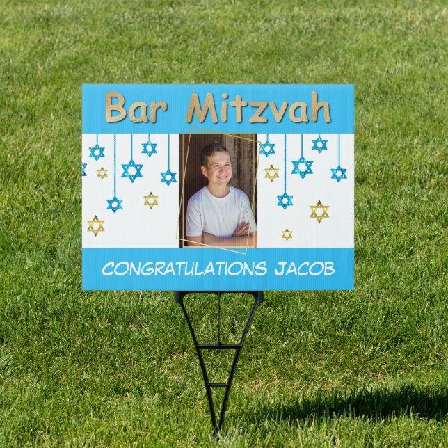 Stars of David Bar Mitzvah Photo Sign (Insitu)