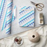 Stars Of David For Hanukkah  Wrapping Paper<br><div class="desc">A Colorful Blue,  White And Silver Striped Wrapping Paper Patterned With The Stars Of David For Hanukkah</div>
