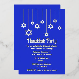 Stars of David Hanukkah Party Foil Invitation