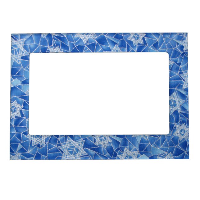 Stars of David Stained Glass Magnetic Photo Frame (Front)