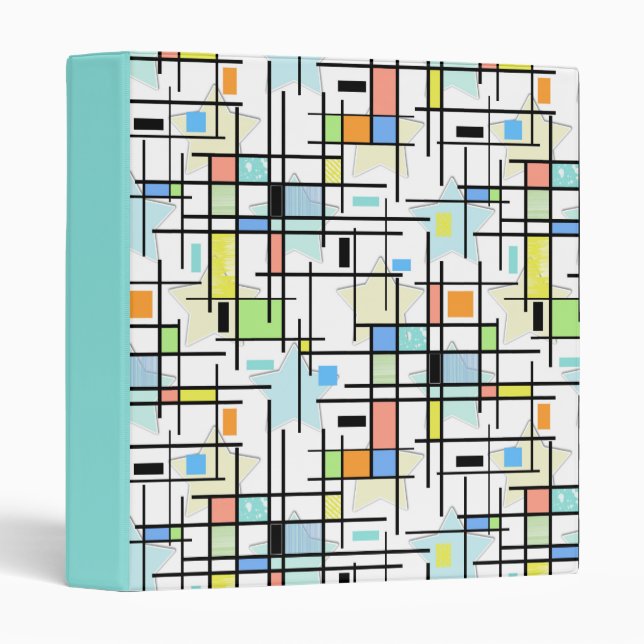 Stars on a checkered background. 3 ring binder (Front/Spine)
