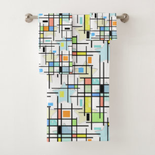 Stars on a checkered background. bath towel set