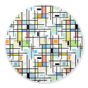 Stars on a checkered background.  ceramic knob