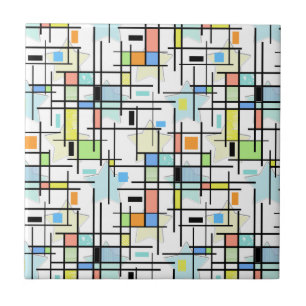 Stars on a checkered background.  ceramic tile