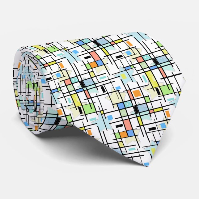 Stars on a checkered background. neck tie (Rolled)