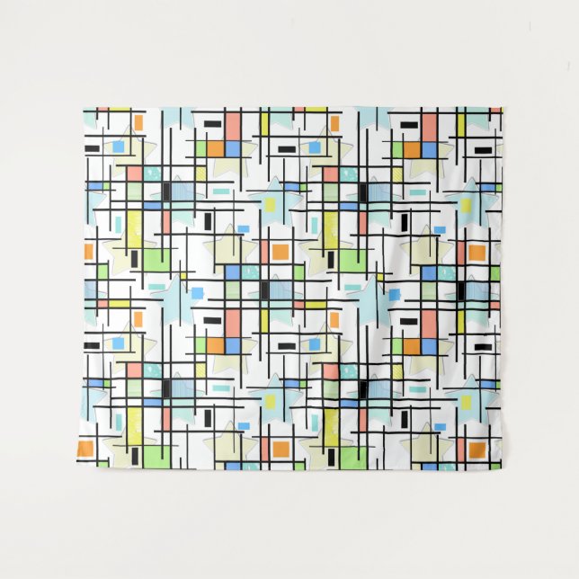 Stars on a checkered background. tapestry (Front (Horizontal))