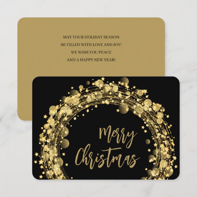Stars on Black Christmas Greeting Card (Front/Back)