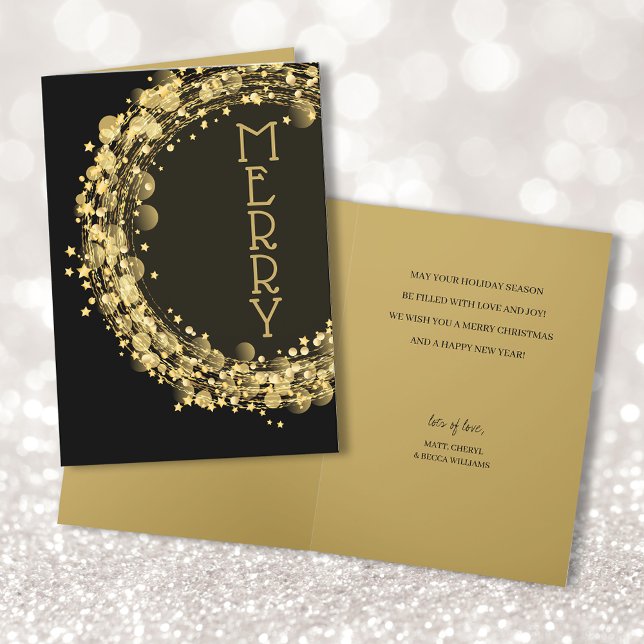 Stars on Black Merry Christmas Holiday Card (Creator Uploaded)