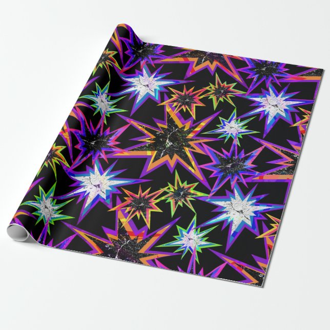 Stars on black . wrapping paper (Unrolled)