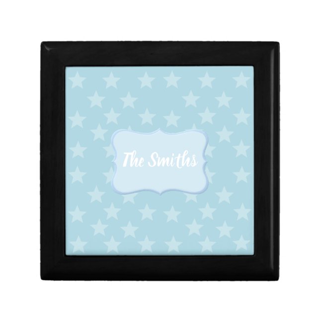 Stars on Blue Monogram or Name Custom Gift Box (Front)
