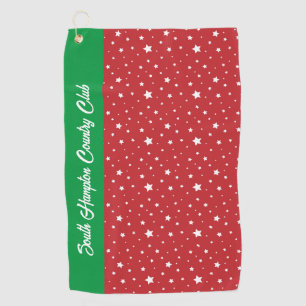 Stars on Christmas Red Golf Towel Custom Club Name