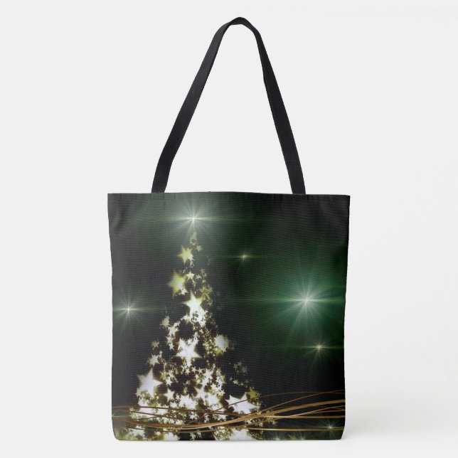 Stars on Christmas Tree Night Sky All Over Print Tote Bag (Front)