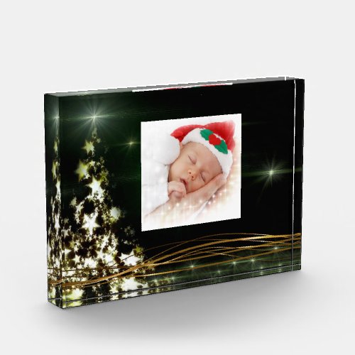 Stars on Christmas Tree Night Sky Photo Block