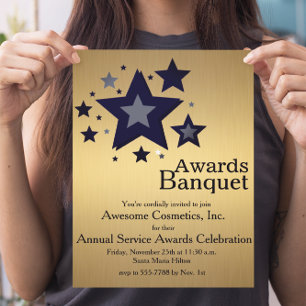 Stars on Gold Business Event Party Invitation