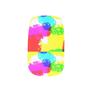 Stars On Paint Blotches Minx Nail Art
