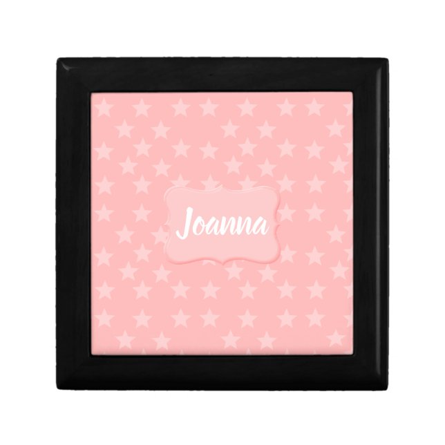 Stars on Pink Monogram or Name Custom Gift Box (Front)