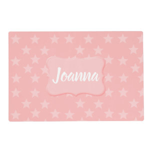 Stars on Pink Monogram or Name Custom Placemat
