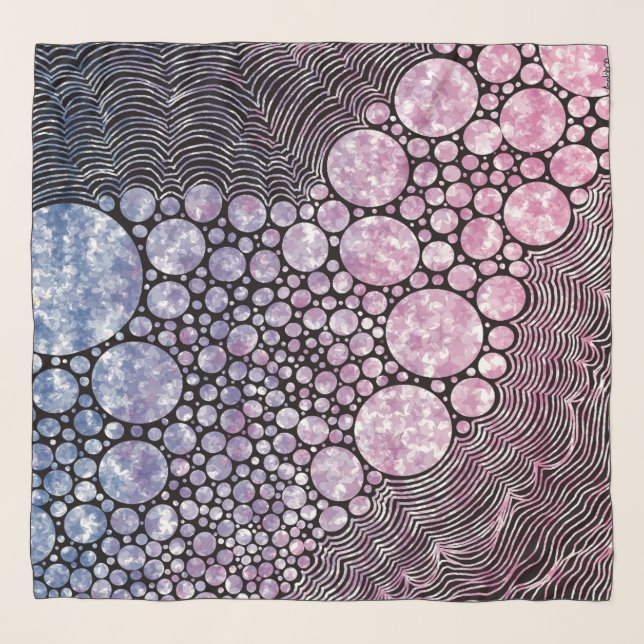 Stars orbs and circles abstract design canvas prin scarf (Front)