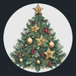 Stars Ornaments Christmas Tree Sticker<br><div class="desc">Share the joy of the season with our round sticker showcasing a Christmas tree decorated with ornaments. You can personalize it with your favorite text to express your wishes. Please click the "CUSTOMIZE IT" button to add text. Thank you for choosing us. Check out more festive items in our store!...</div>