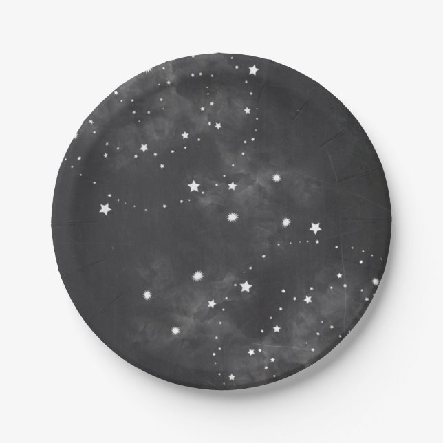 Stars Outer Space Birthday Party Paper Plates (Front)