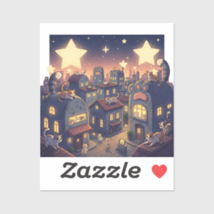 Stars Over Cat City – Whimsical Sticker