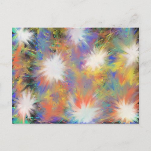 stars painterly pattern colourful acrylic painting postcard