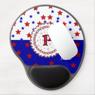 Stars Patriotic Monogram Gel Mouse Pad Letter P