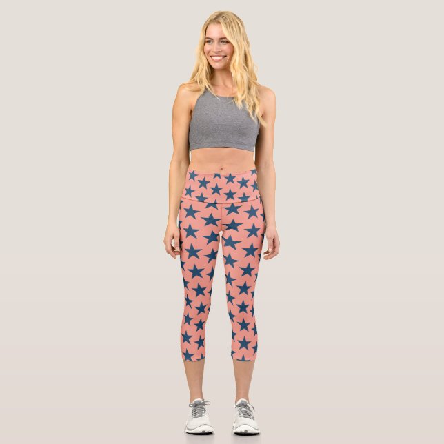 Stars Pattern 4 Capri Leggings (Front)