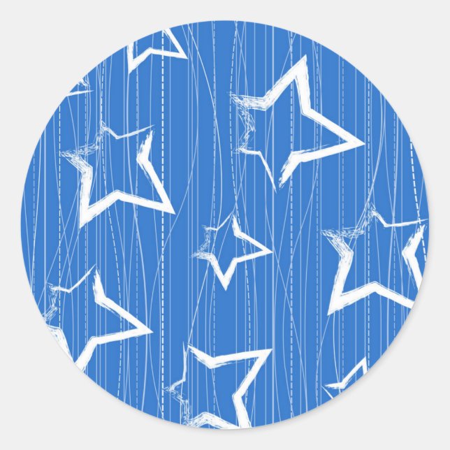 Stars pattern classic round sticker (Front)