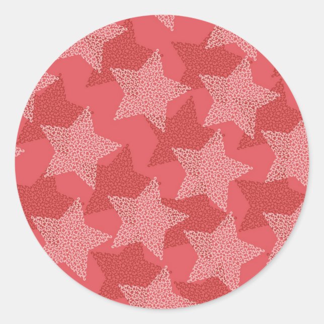 Stars pattern classic round sticker (Front)