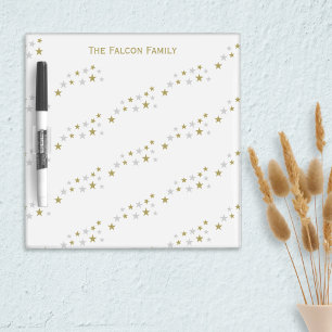 Stars Pattern Faux Silver Gold Elegant Dry Erase Board