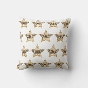 Stars Pattern Gold Look Elegant Christmas Throw Pillow