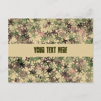Stars Pattern in Camouflage Colors Postcard