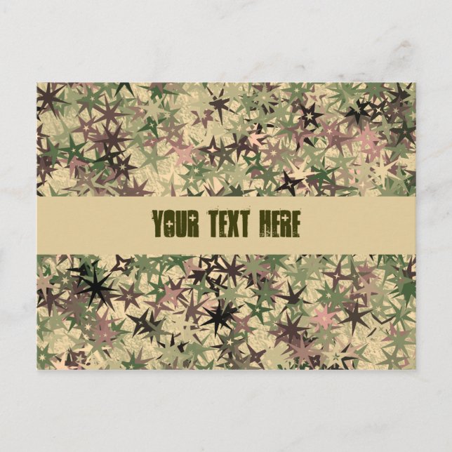 Stars Pattern in Camouflage Colors Postcard (Front)