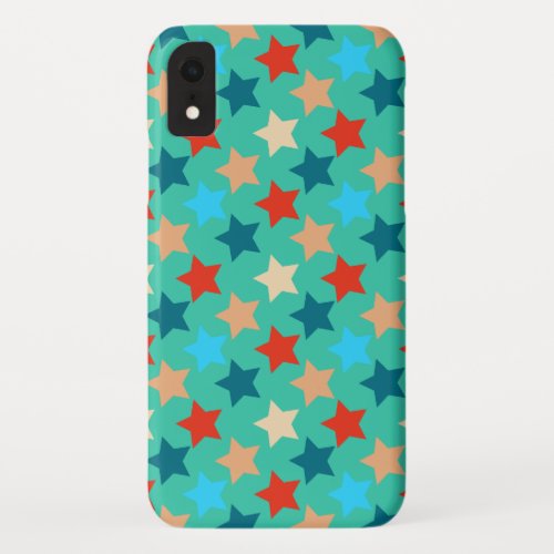 Stars Pattern Light Green Background iPhone XR Case